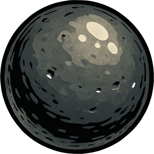 17.th century cannon bullet semirealistic medieval cannon bullet.
In-Game asset.  2d.  High contrast.  No shadows