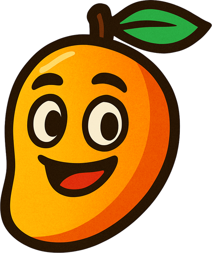 Mango with face.
In-Game asset.  2d.  High contrast.  No shadows