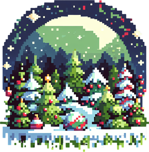gift. pixelart. christmas. green and red. Single Game Texture. In-Game asset. 2d. Blank background. High contrast. No shadows.