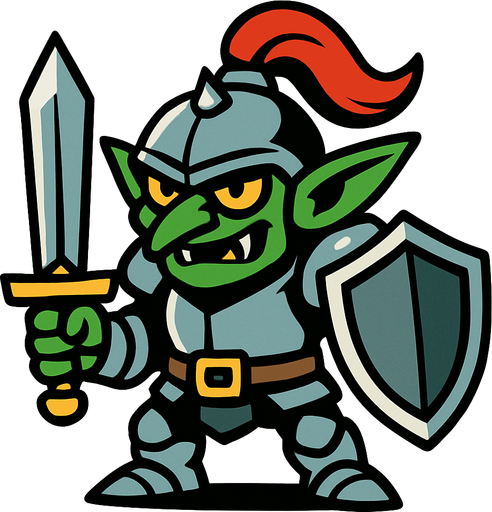şövalye goblin.
In-Game asset.  2d.  High contrast.  No shadows