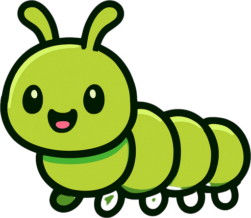 minik sevimli bir tırtıl.
In-Game asset.  2d.  High contrast.  No shadows