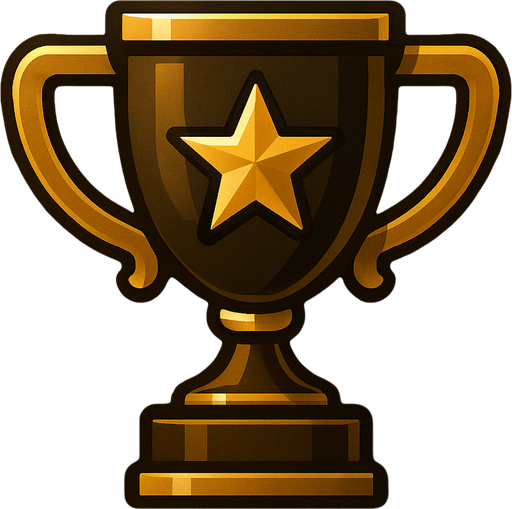 Copa de logros elegante en colores dorados oscuros y brillantes.
In-Game asset.  2d.  High contrast.  No shadows