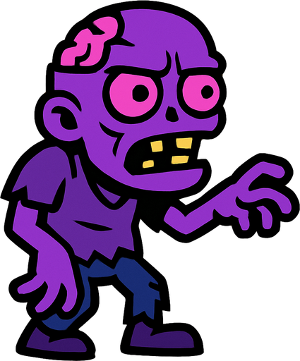 purple zombie 2d.
In-Game asset.  2d.  High contrast.  No shadows