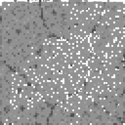 Make a 2D top-down pixelated flat image of concrete.
In-Game asset.  2d.  High contrast.  No shadows