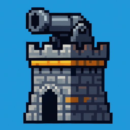 topçu kule pixel art.
In-Game asset.  2d.  High contrast.  No shadows