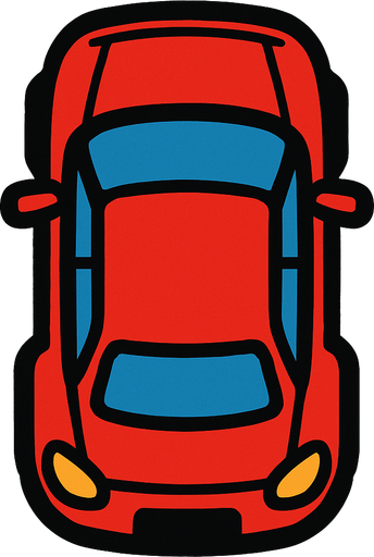 üstten görünümlü araba yap.
In-Game asset.  2d.  High contrast.  No shadows