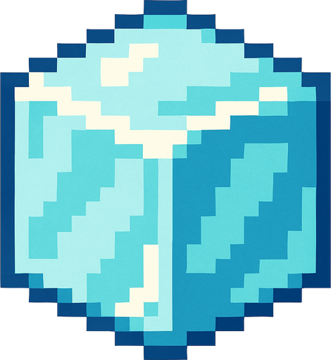 A ice cube pixelated.
In-Game asset.  2d.  High contrast.  No shadows