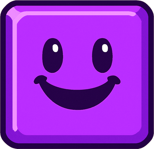 Happy purple block.
In-Game asset.  2d.  High contrast.  No shadows