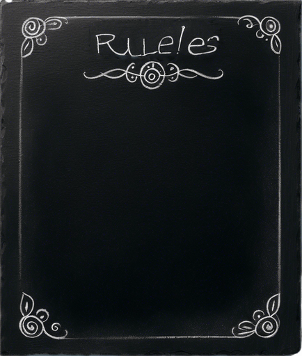 "RULES" handwritten in chalk
