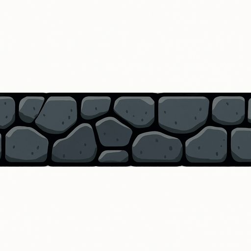 Has un suelo con las dimensiones de 2028×20.
In-Game asset.  2d.  High contrast.  No shadows