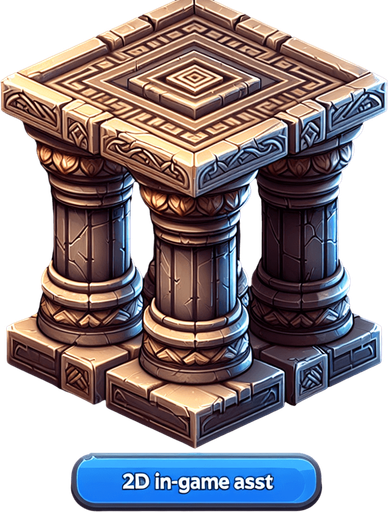 pillartop mg.
Single Game Texture.  In-Game asset.  2d.  Blank background.  High contrast.  No shadows