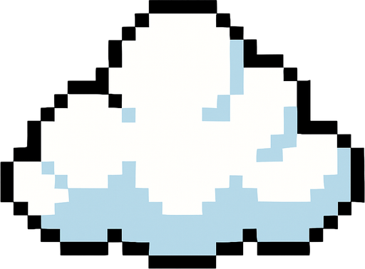 Una nube pixelar.
In-Game asset.  2d.  High contrast.  No shadows