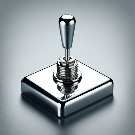 Chrome Toggle switch with thin arm, front view.