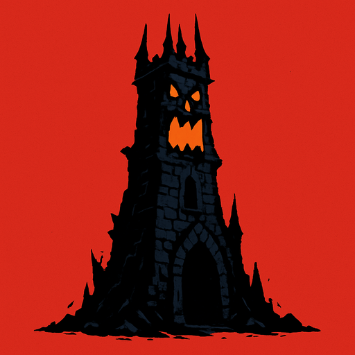 korkunç bir kule.
In-Game asset.  2d.  High contrast.  No shadows