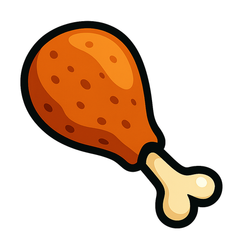chicken leg.
In-Game asset.  2d.  High contrast.  No shadows