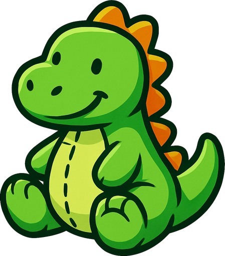 Green dino plushie.
In-Game asset.  2d.  High contrast.  No shadows