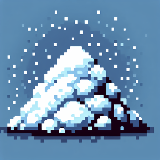 pixel art of a mound of snow.
Single Game Texture. In-Game asset. 2d. Blank background. High contrast. No shadows.