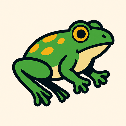 buat gambar frogg side scrolling siap melompat.
In-Game asset.  2d.  High contrast.  No shadows