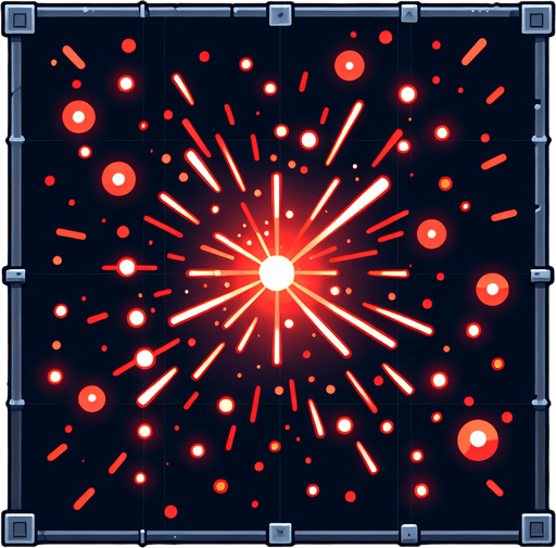 Красные маленькие искры.
Single Game Texture. In-Game asset. 2d. Blank background. High contrast. No shadows.