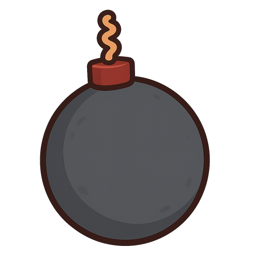 A bomb. No background. Transparent background. Blank background. No shadows. 2d. In-Game asset. flat