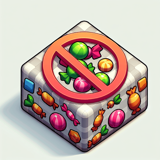 vietate caramelle.
Single Game Texture. In-Game asset. 2d. Blank background. High contrast. No shadows.