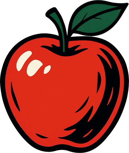 An apple.
2d.  High contrast.  No shadows