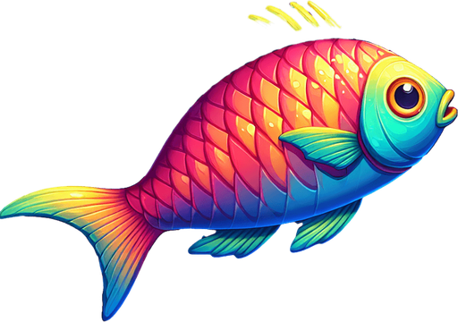 Fish.
Single Game Texture.  In-Game asset.  2d.  Blank background.  No shadows