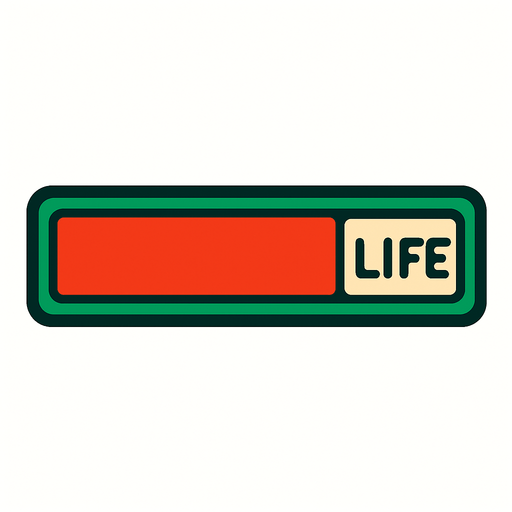 Una barra de vida.
In-Game asset.  2d.  High contrast.  No shadows