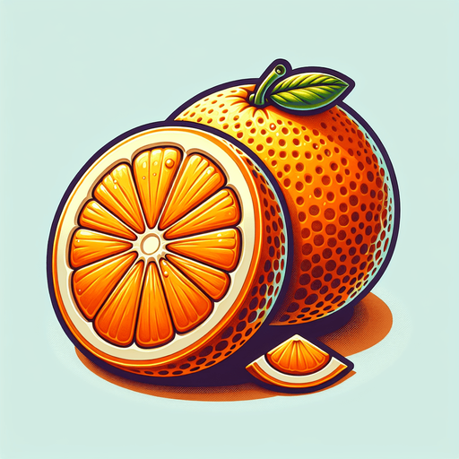 orange fruit double cut.
Single Game Texture.  In-Game asset.  2d.  Blank background.  High contrast.  No shadows