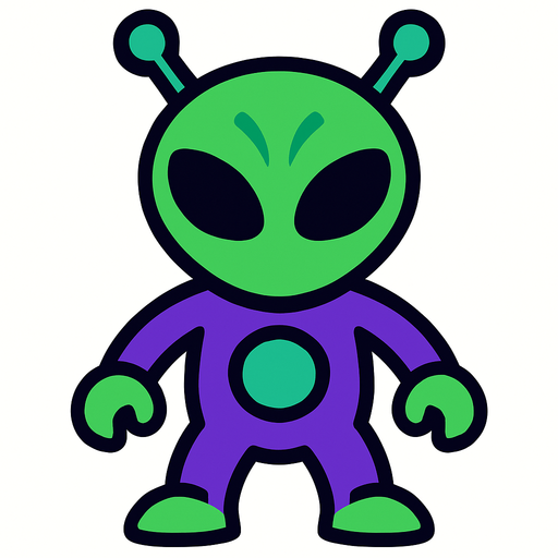 uzaylı.
In-Game asset.  2d.  High contrast.  No shadows