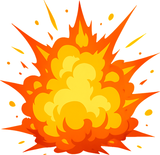 yellow bright fire explosion.
In-Game asset.  2d.  High contrast.  No shadows