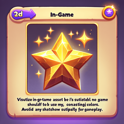 A little golden star..
Single Game Texture. In-Game asset. 2d. Blank background. High contrast. No shadows.
