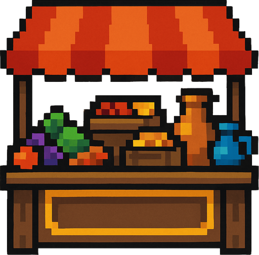Market pixel.
In-Game asset.  2d.  High contrast.  No shadows