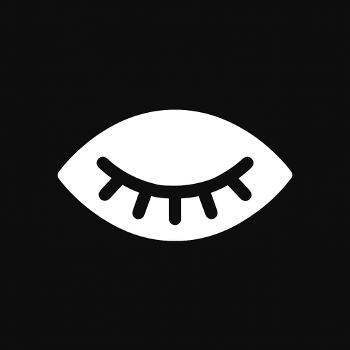 white eye closed minimalist icon.
In-Game asset.  2d.  High contrast.  No shadows