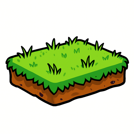 çimenli bi platform.
In-Game asset.  2d.  High contrast.  No shadows