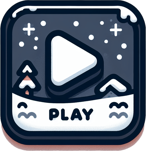 A button with the text "play". Winter theme Single Game Texture. In-Game asset. 2d. Blank background. High contrast. No shadows.