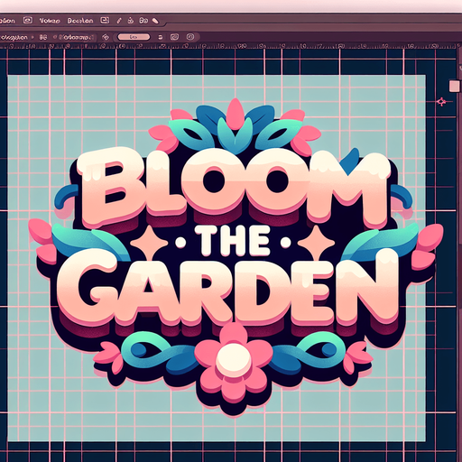 Create a SVG text design in bold cartoon style: “Bloom the garden" in chunky rounded letters with floral accents and vines. Use spring pastels.​​​​​​​​​​​​​​​​.
Single Game Texture. In-Game asset. 2d. Blank background. High contrast. No shadows.