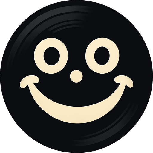 Circle smile face record dark color.
In-Game asset.  2d.  High contrast.  No shadows. Cartoon