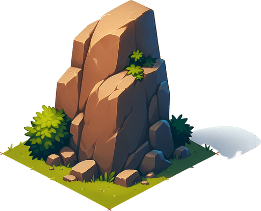rock.
Single Game Texture.  In-Game asset.  2d.  Blank background.  High contrast.  No shadows