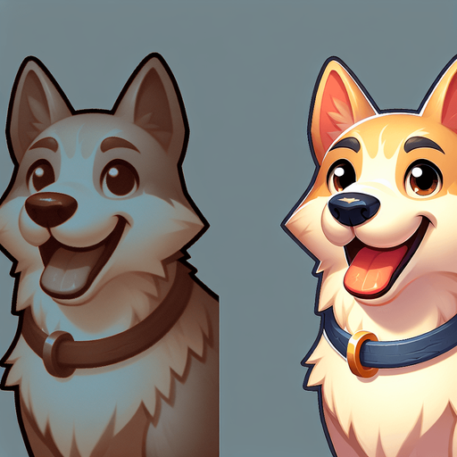 dog smile.
Single Game Texture. In-Game asset. 2d. Blank background. High contrast. No shadows.