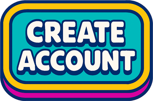 a create account button for signing up in a game supa kid friendly and modern.
In-Game asset.  2d.  High contrast.  No shadows