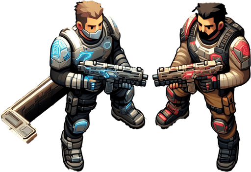 two D player with a gun