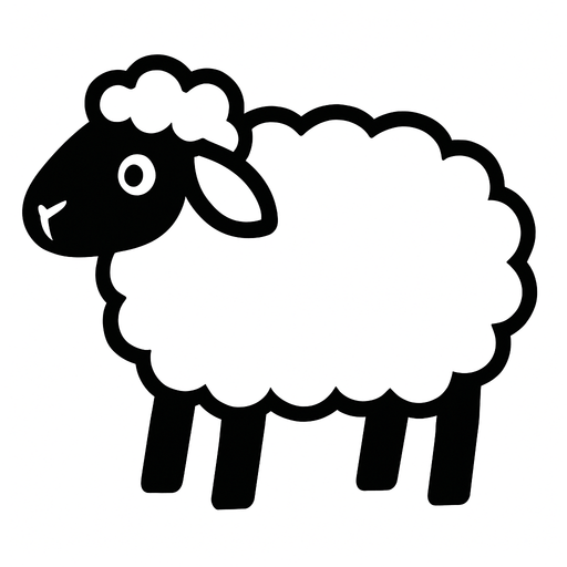 koyun beyaz.
In-Game asset.  2d.  High contrast.  No shadows