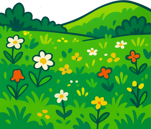 meadow.
In-Game asset.  2d.  High contrast.  No shadows
