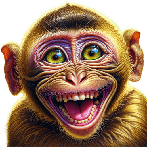 Monkey with happy face and with body.
2d and great details and color