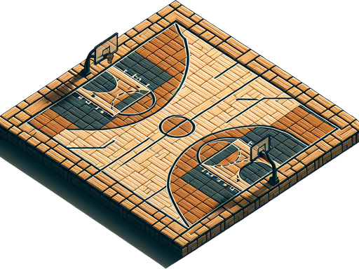 basketball court.
Single Game Texture. In-Game asset. 2d. Blank background. High contrast. No shadows.