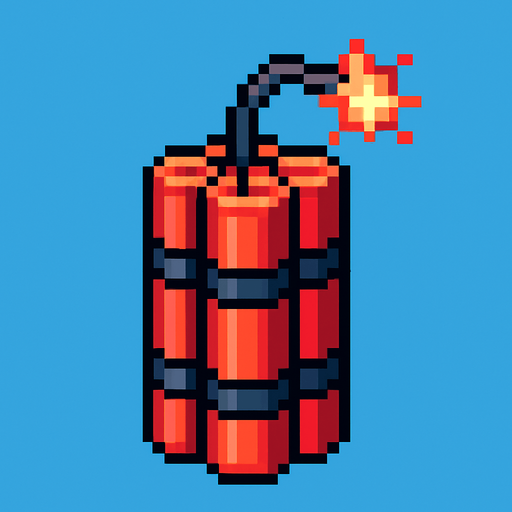 pixel art dynamite.
In-Game asset.  2d.  High contrast.  No shadows