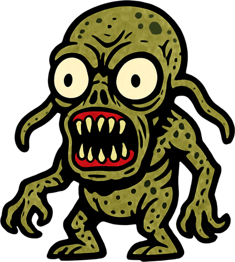 çirkin korkutucu uzaylı.
In-Game asset.  2d.  High contrast.  No shadows