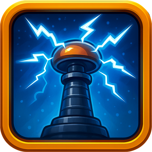 башня тесла с молниями фон голубой