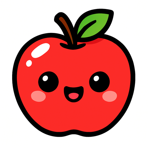 Manzana cute.
In-Game asset.  2d.  High contrast.  No shadows